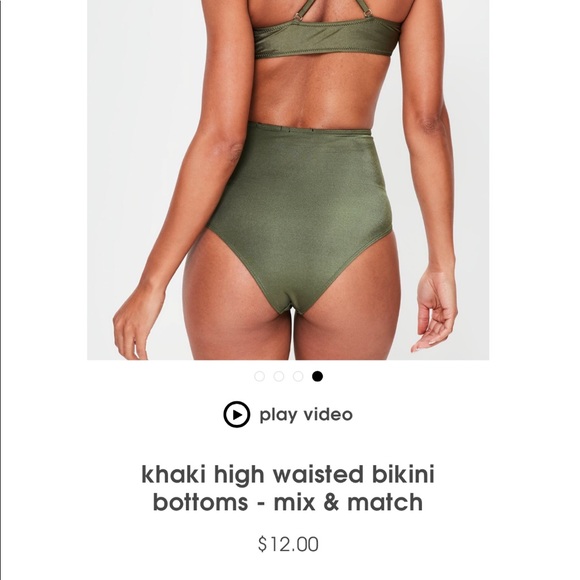 khaki green high waisted bikini bottoms